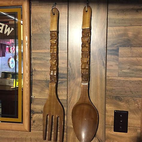 Large fork and spoon wall decor - Large Fork Knife Spoon Set Wall Decor Rustic Wooden Kitchen Utensils Wall Sign Wall Hanging Wood Sign Farmhouse Wooden Wall Plaque for Home Dining Living Room Decor (Black) 3.5 out of 5 stars 203 1 offer from $8.99